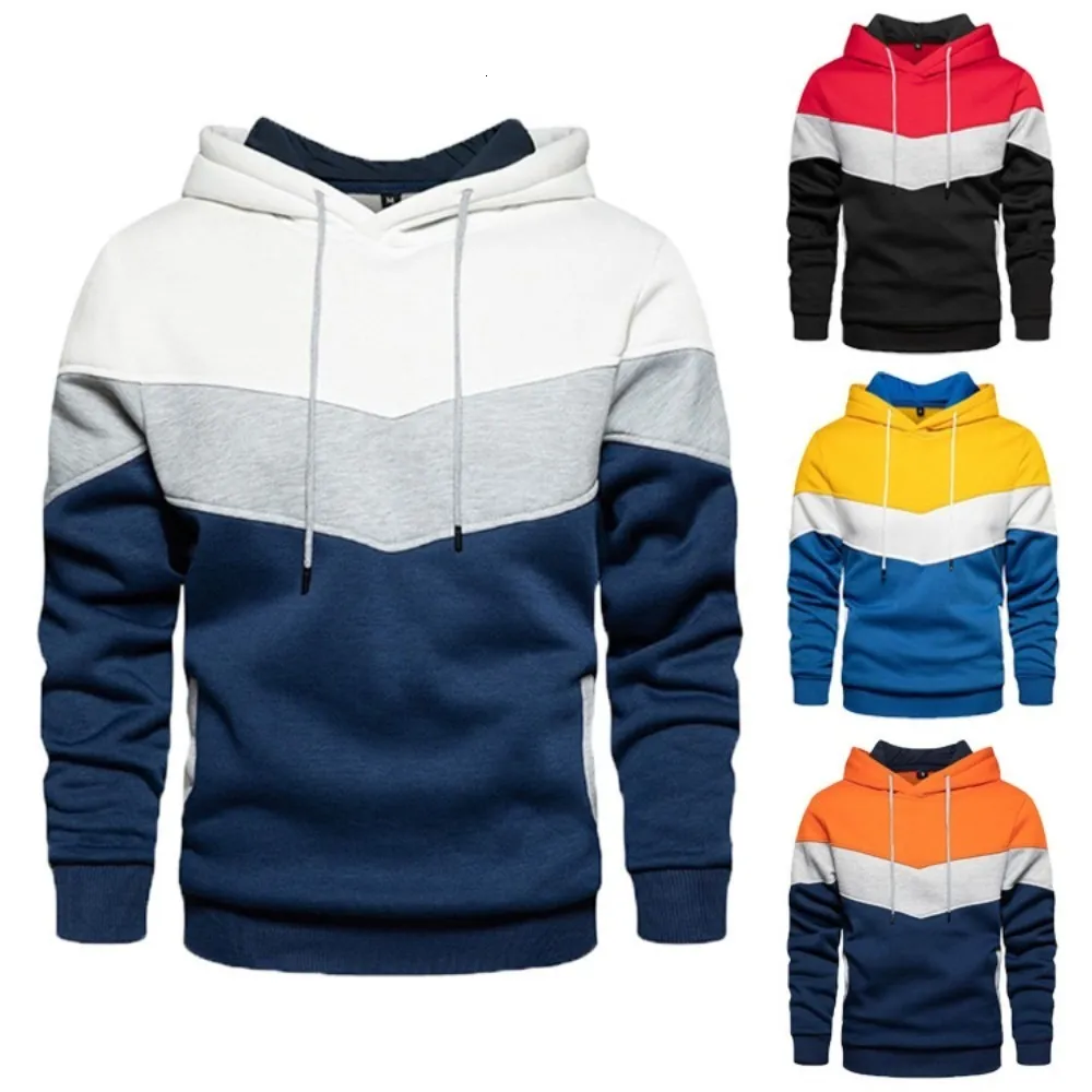 Men's Hoodies Sweatshirts Men's Fleece Sweater Panel Hoodie Casual Sports Sweater Jacket 230208