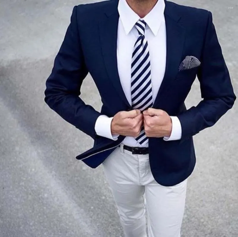 Herrenanzüge 2023 Marineblau Hochzeit Benutzerdefinierte Bräutigam Formale Männer Prom Business 2 Stück Anzug mit Hosen Slim Fit Smoking Mariage Blazer