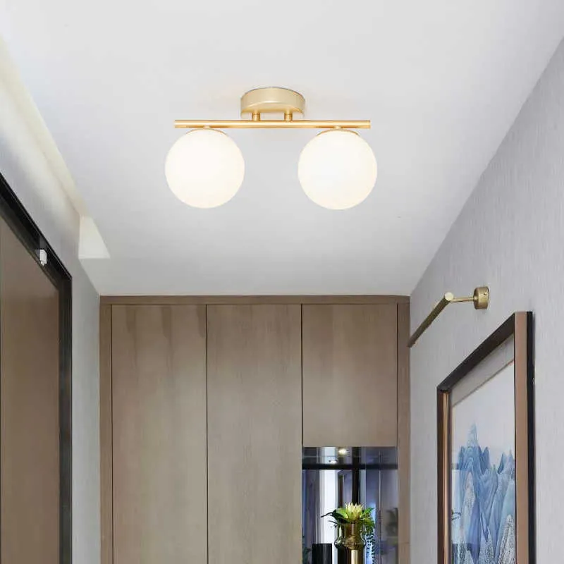Ceiling Lights Nordic ceiling iron glass lamp corridor aisle simple modern creative personality gold entrance cloakroom balcony light 0209