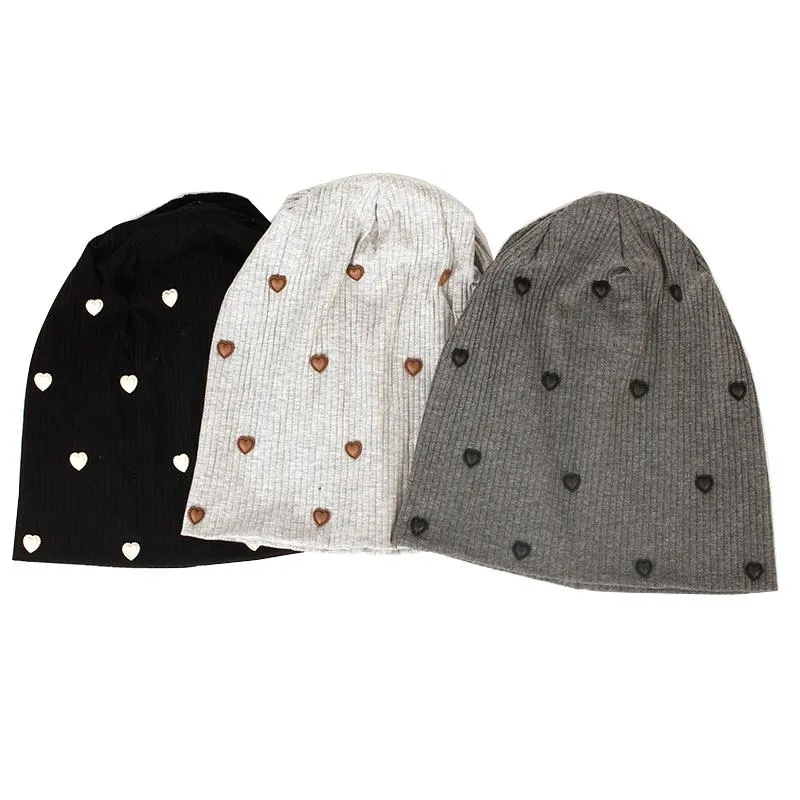 Beanies Beanie/Skull Caps Geebro Women Fashion Warm Soft Skullies Hats Ribbing Solid Color Outdoor Casual Baggy With Love Accessories Bonnet