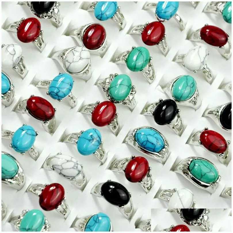 Pierścień Solitaire Sprzedawanie koloru turkusowego opal sier plated samic mieszany biżuteria dłoni dłoni dostawa 202 dhetp