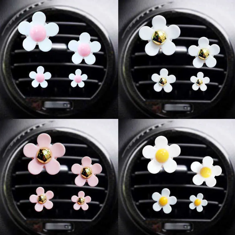 Décorations intérieures 4 pcs sortie évent parfum petite marguerite conditionnement aromathérapie clip voiture décoration intérieure fournitures désodorisant 0209