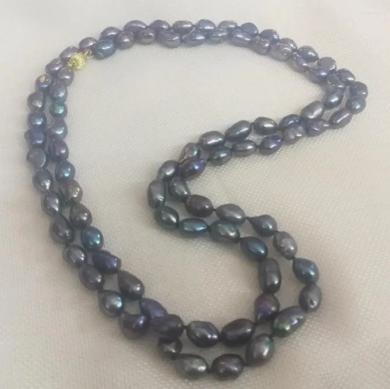Chaînes femmes bijoux 9x10cm 160cm 63 ''collier noir bleu gris violet couleurs perle fait à la main véritable culture d'eau douce cadeau