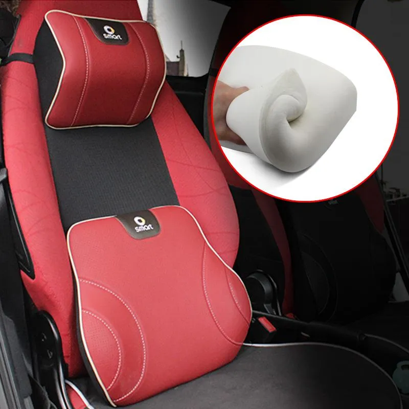 Coussins de siège 1 pièces appui-tête en cuir de voiture lombaire respirant pour Smart 450 451 453 Fortwo Forfour accessoires style intérieur