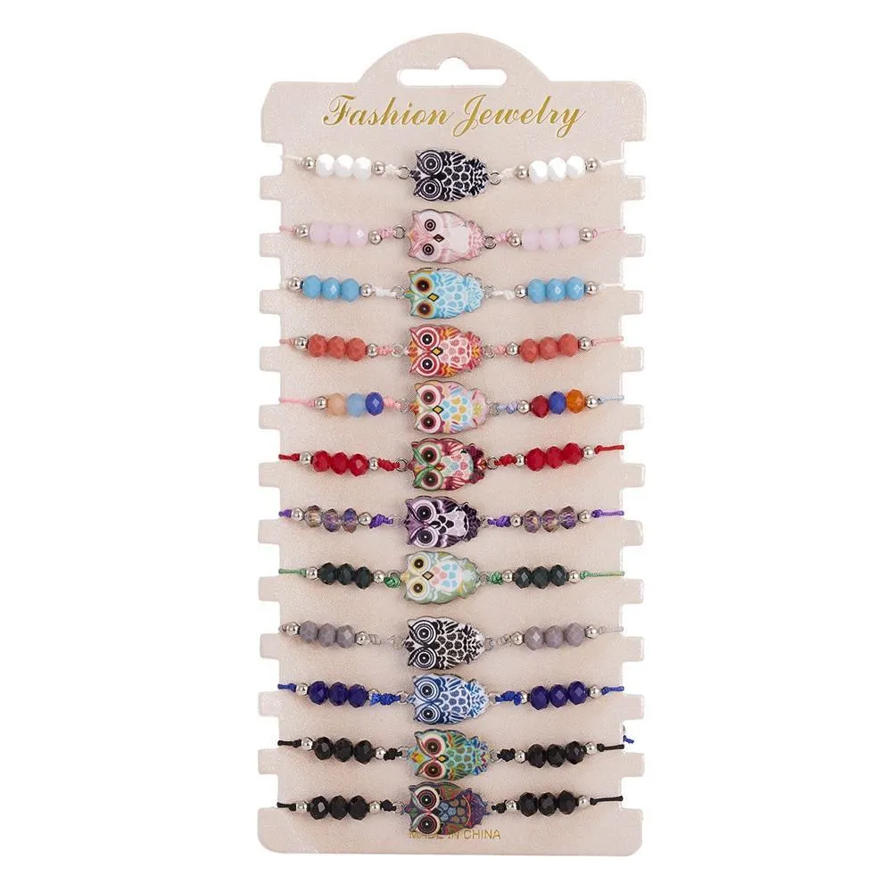 Beaded Bohemian Animal Owl Various Mixed Bracelets Strands 12 Pieces Soft Y Adjustable Bracelet Drop Delivery 202 Dhfhe
