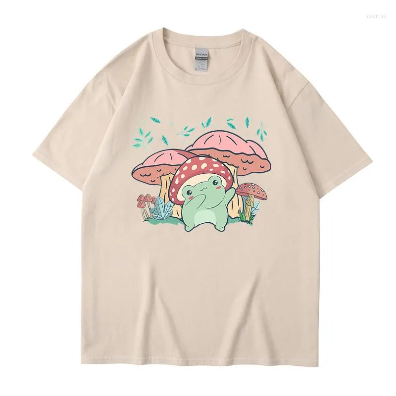 メンズTシャツコットンメンTシャツファッショナブルで面白いカエルかわいいパターンOネックマンTシャツトップスティーティシャツ男性シャツ