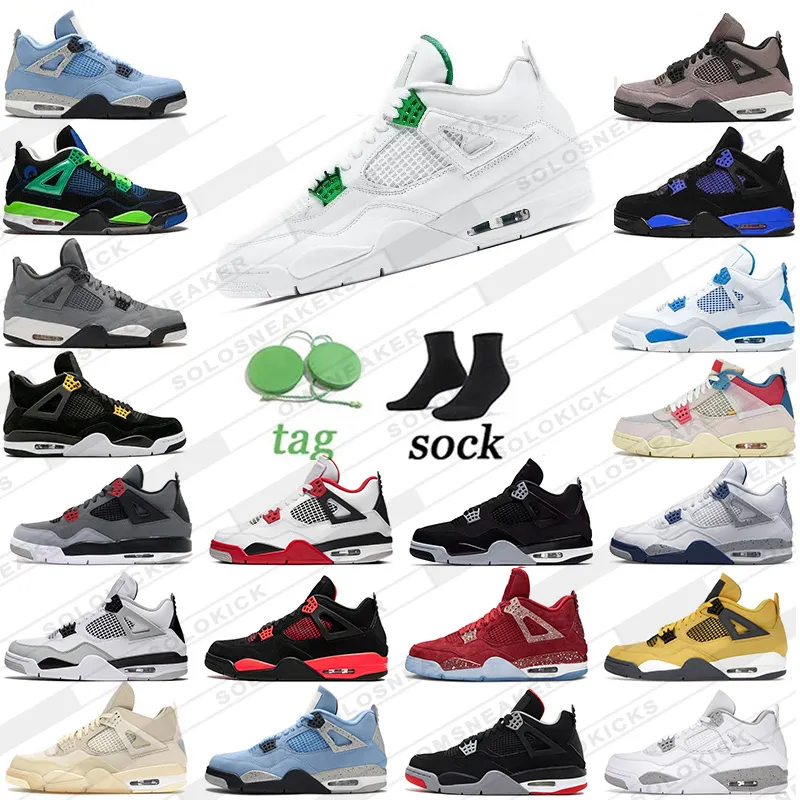 Jumpman Wholesale 4S Desert Jordans4 Jordan4basketball Shoes for 남자 여자 4 대학교 블루 화이트 오레오 aupe haze 돛 코트 보라색 남성 트레이너