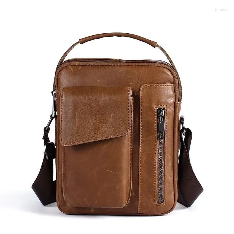 Aktentaschen Retro Business Aktentasche Männer Echtes Leder Umhängetasche Satchel Schulter Taschen Für Vintage Messenger Bolso Hombre