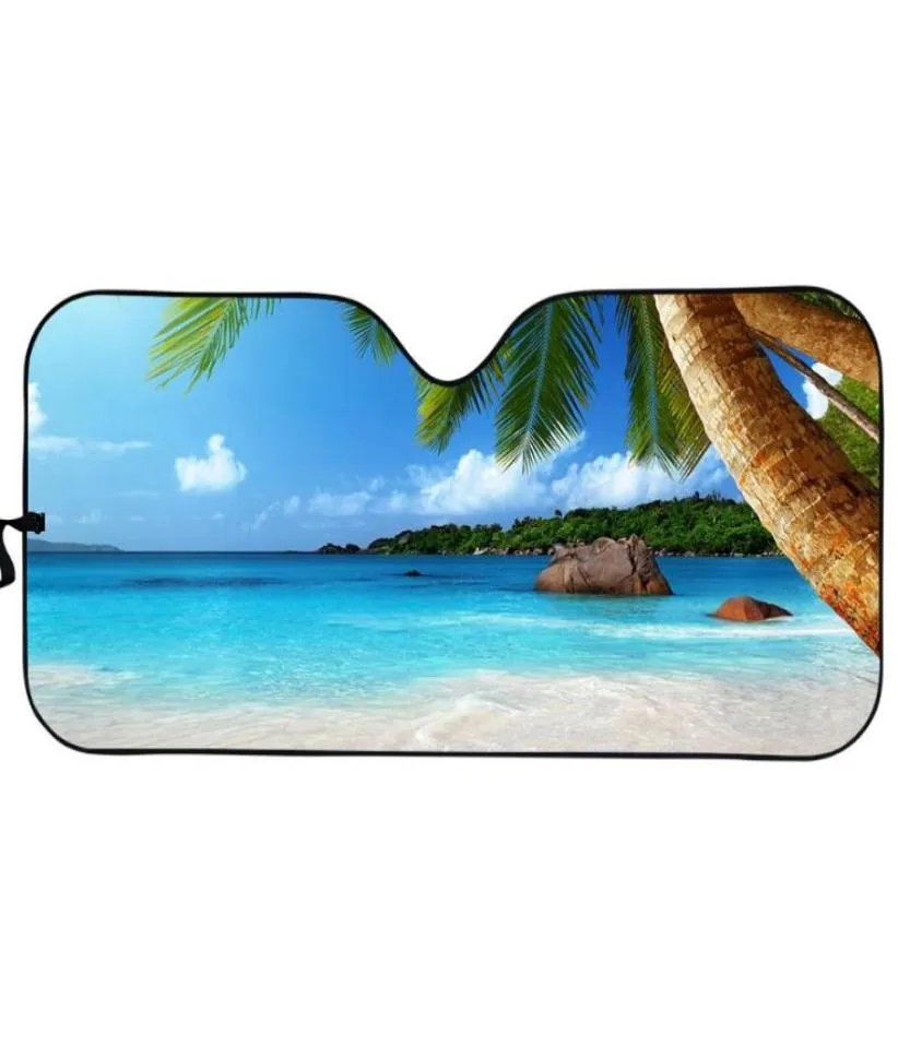 Car Sunshade Summer Auto Universal Sun Shade Coconut Tree Pattern Accesories Covers Prints On Demand Fit Most Cars2480322