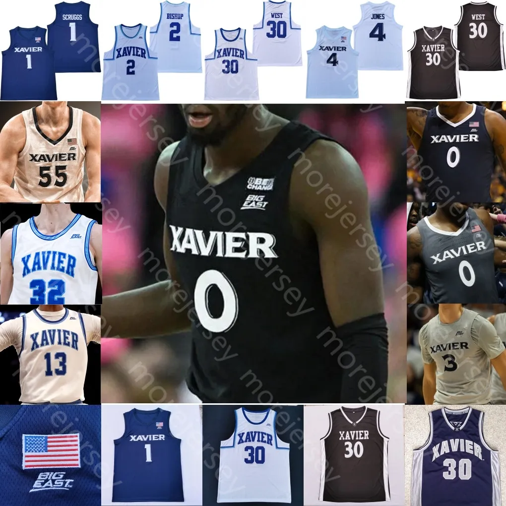 2023 Maglia da basket personalizzata Xavier Ncaa College Souley Boum Zach Freemantle Colby Jones Jack Nunge Crawford West