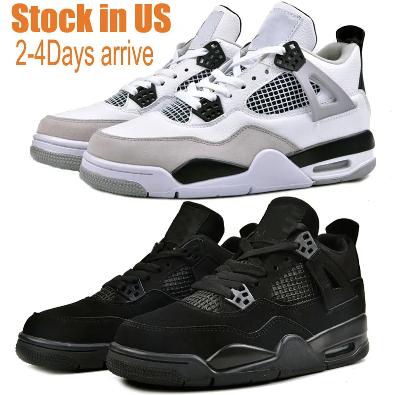 USA Stock 4 4s basketbalschoenen voor heren Militaire Black Cat Rode heren sneakers