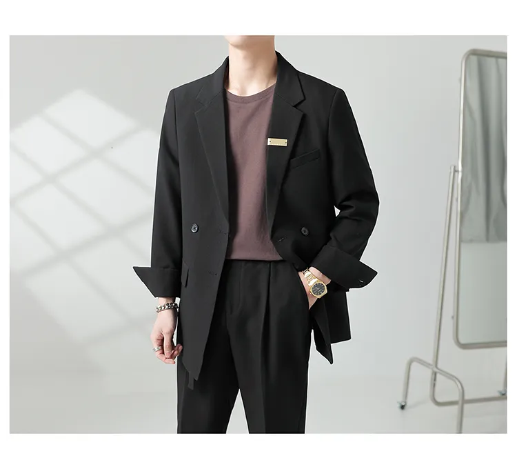 Vintage Double Breasted Oversized Suit Mens Jacket For Streetwear