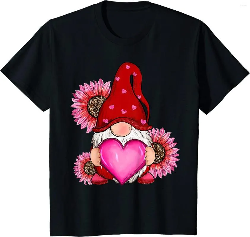 Męskie koszule T-shirty Walentynki Gnome z Lampart Sunflower Valentine T-shirt