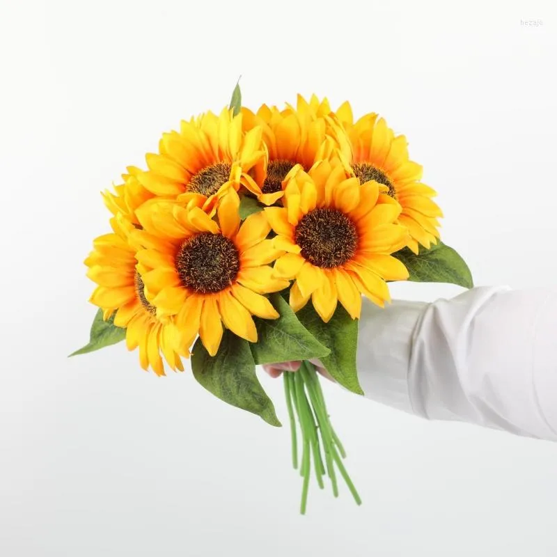 Decorative Flowers 10 PCS Artificial Sunflowers Plant Bouquet Yellow Wedding Party Home Decoration Ornaments