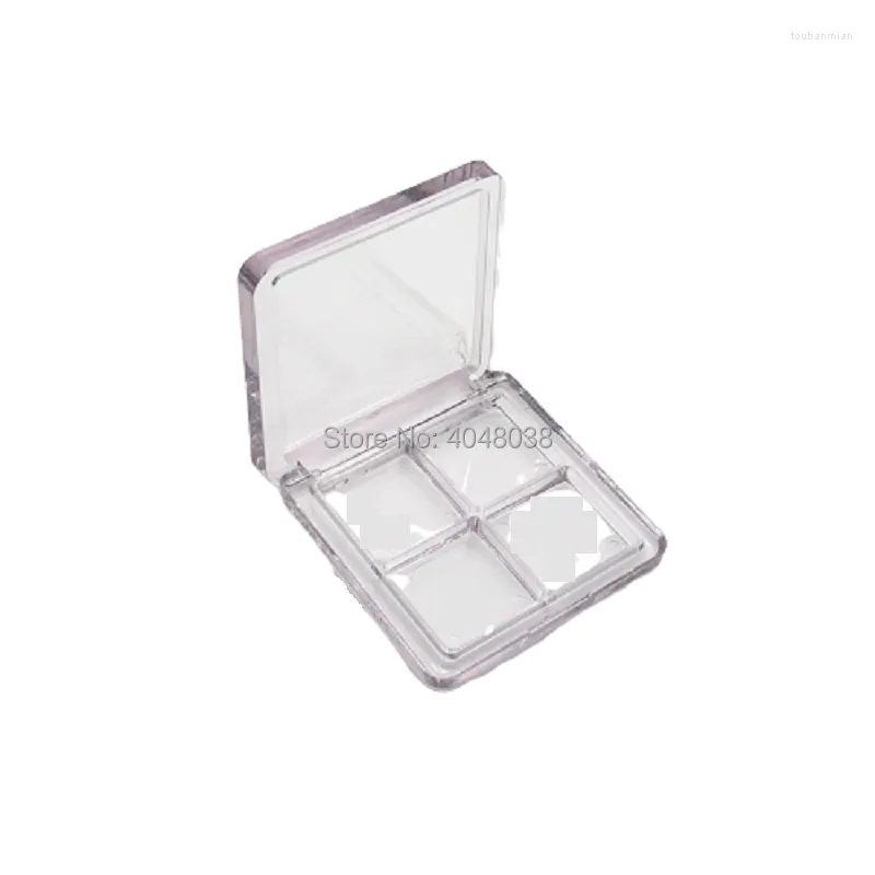 Bouteilles De Stockage Palette De Fard À Paupières Carré 4 Grilles Transparent Rechargeable Récipient Cosmétique DIY Rouge À Lèvres Vide Cas