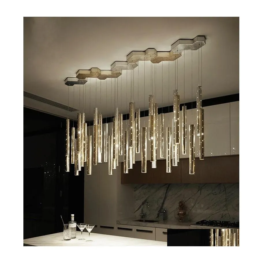 Pendant Lamps Dining Room Led Chandelier Lighting Modern Nordic Gold/Sier Combinable Living Home Decoration Bar Drop Delivery Lights Dhbns
