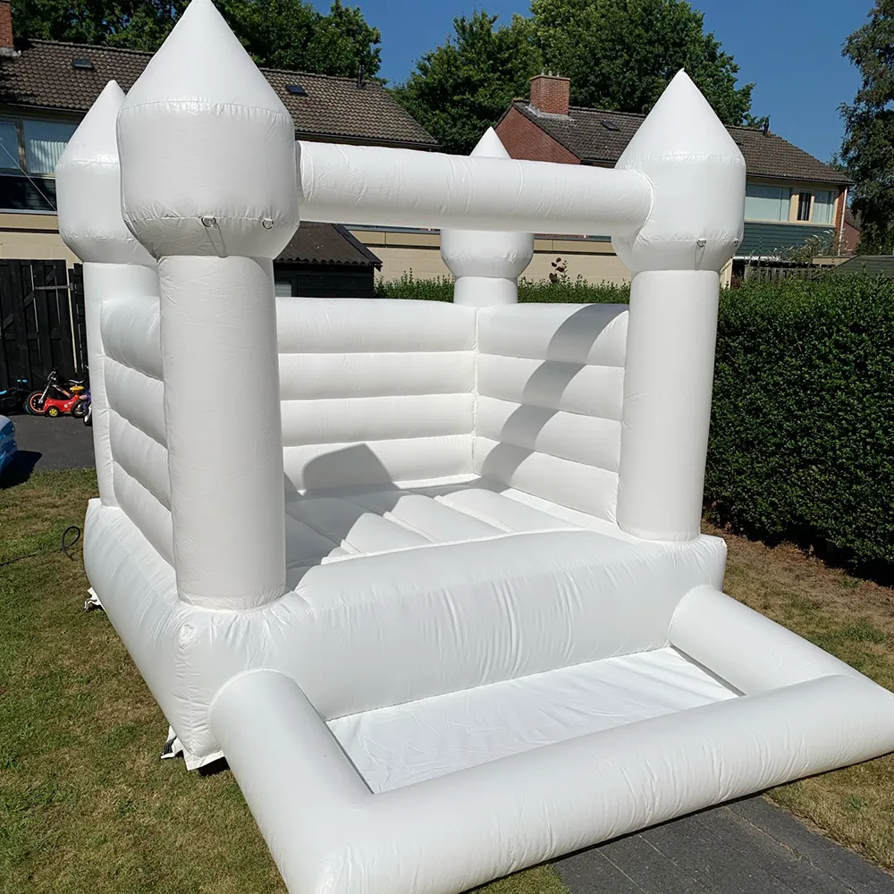 Maison de rebond gonflable blanche avec piscine à balles pour enfants Mini piscine videuse sautante de 10 pieds avec souffleur d'air livraison gratuite à votre porte