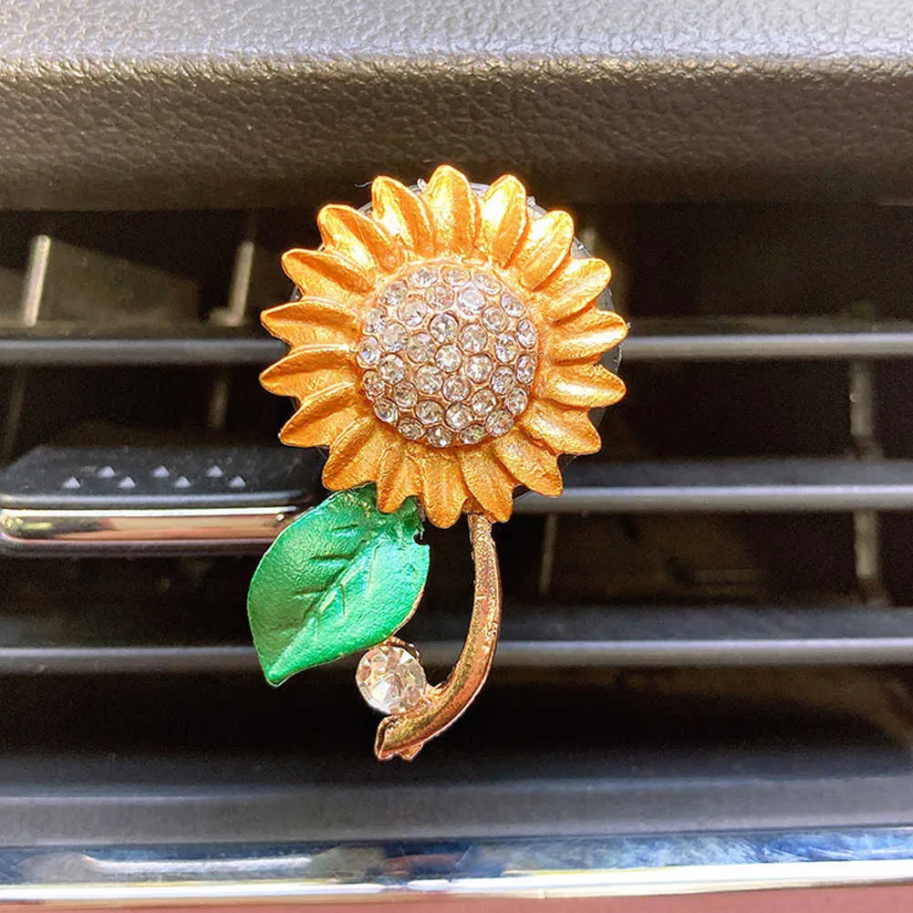 Dekorationen, Sonnenblumen-Dekoration, Lufterfrischer im Auto-Auslass, Parfüm-Clip, Düfte, Diffusor, Bling, Autozubehör, Innenausstattung, Geschenke 0209