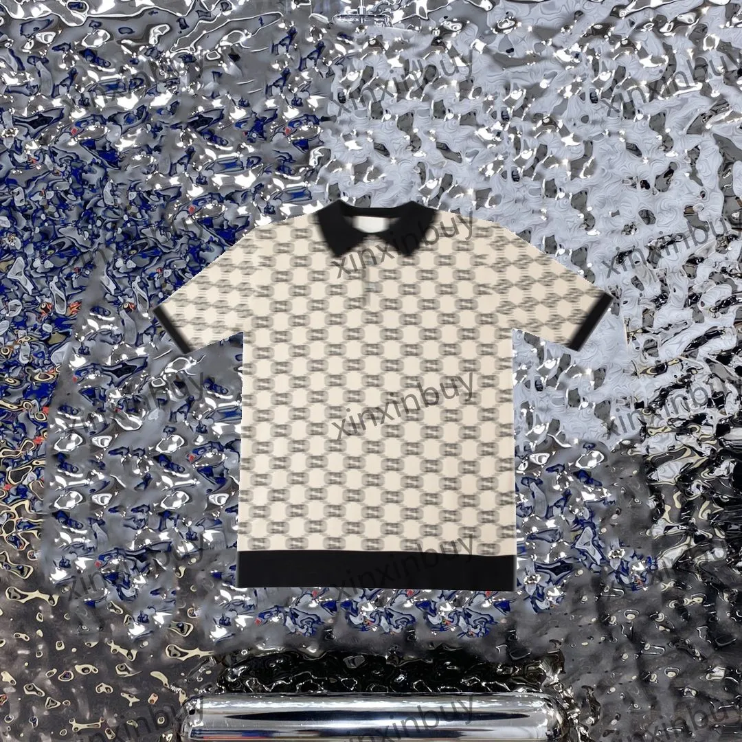 Xinxinbuy Hommes Designer Tee T-shirt 23ss Tricoté Jacquard Lettres Imprimer manches courtes coton femmes Abricot noir S-XL