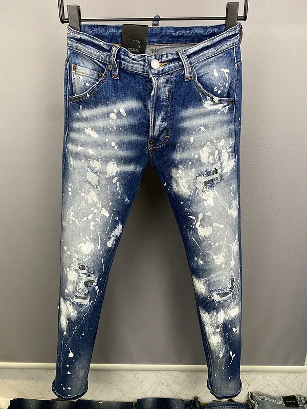 2023SS Nuovi Jeans da uomo Foro Blu chiaro Grigio scuro Italia Marca Uomo Pantaloni lunghi Pantaloni denim Skinny Slim Dritto Biker Jean per donna D2 DSQ ICON GG 44-52 Taglia 8881