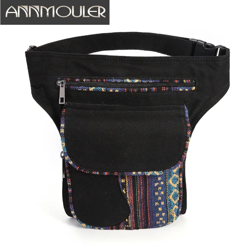 Sacs de taille Annmouler pour femmes Style bohème Fanny Pack dames hanche Patchwork téléphone poches grande capacité jambe sac à main 230208