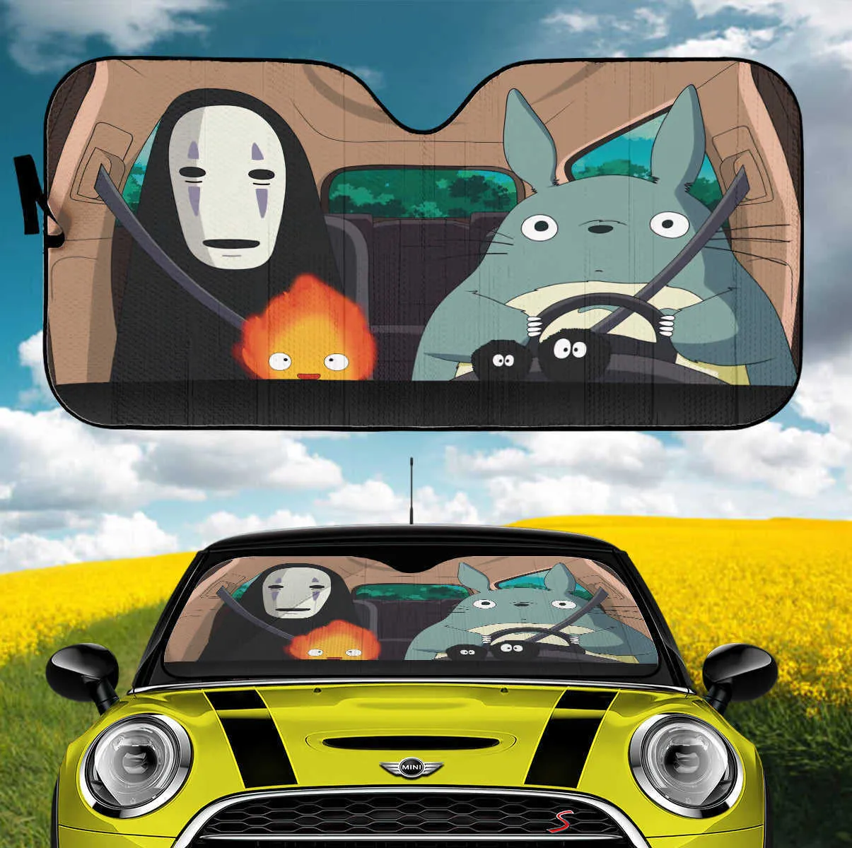 Totoro i bez twarzy ghibli samochody auto słońcade