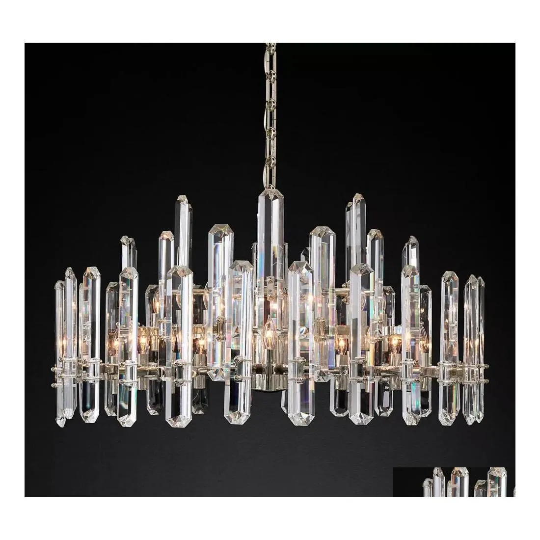 Lustres Bonnington Rétro Rond Led K9 Cristal Laiton Chrome Noir Métal Lampe Chambre Salon Salle À Manger Lumières Luminaire Drop Del Dhmjk