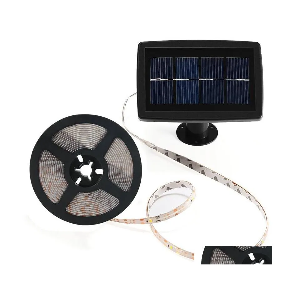 Solar Garden Lights 5m/16.4.4 stóp Wodoodporny zasilany 2835 SMD LED ROPE ROPE RUBE LEKA BIAŁY BIAŁY Outdoor Świąteczny wystrój wystroj Drop Deli Dhgce