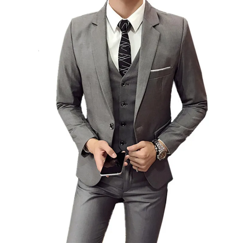 Mens Suits Blazers Pants Vest 3 Pieces Set Fashion Casual Boutique Business Wedding Groomsmen Suit Jacketrock Byxor Waistcoat 230209