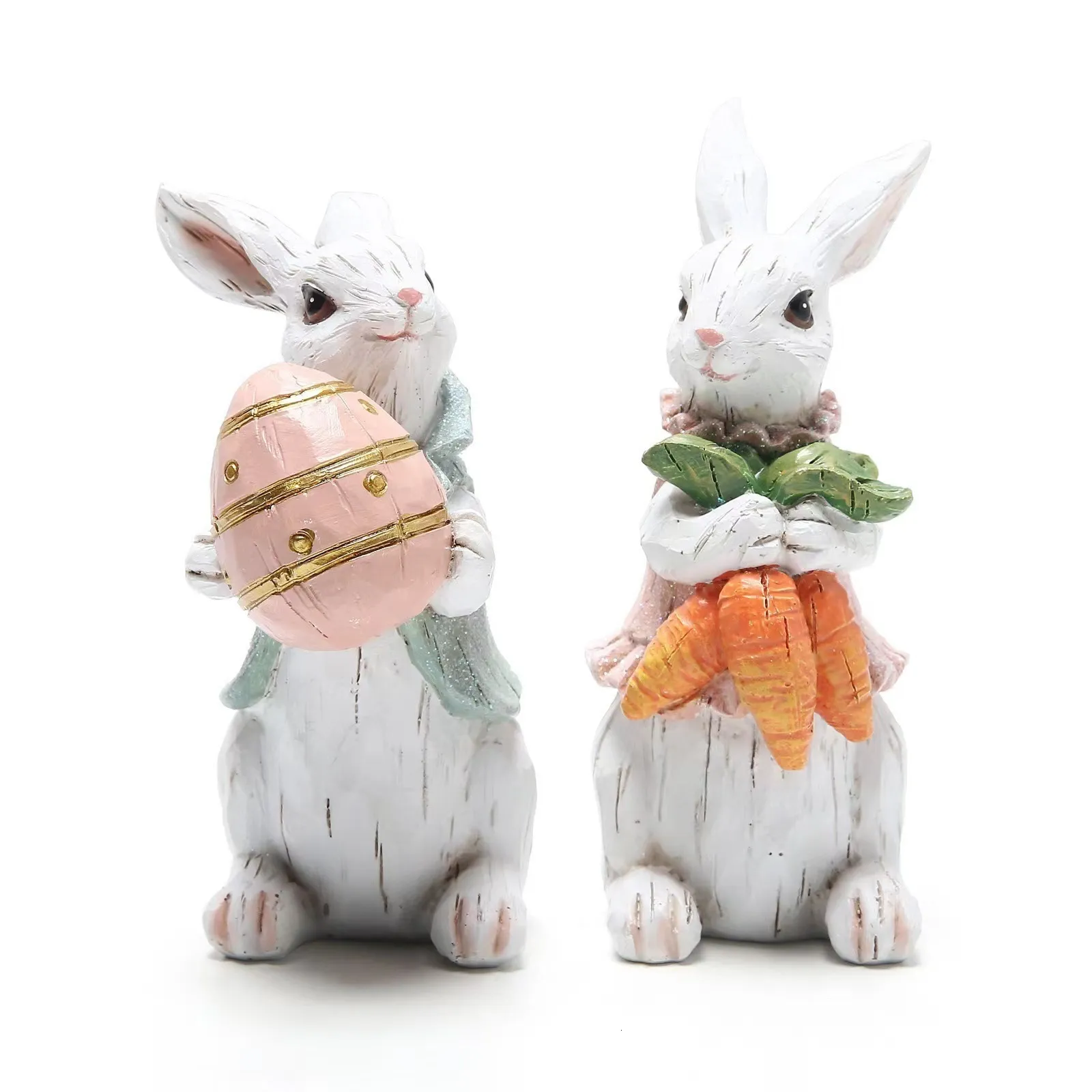 Decoratieve objecten Figurines schattige paaskonijn vaste eieren ornamenten konijntjes wortelen gelukkige feestdecoratie voor huis 230209