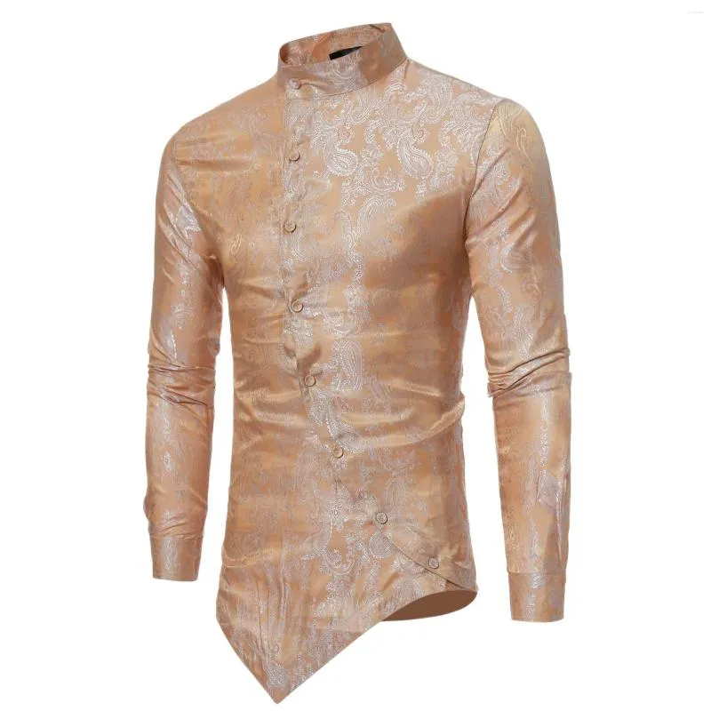 Koszulki męskie koszulki Paisley długie rękawe Mężczyźni odzież moda impreza bar społeczny biznes formalny noszenie homme szczupły fit camisa