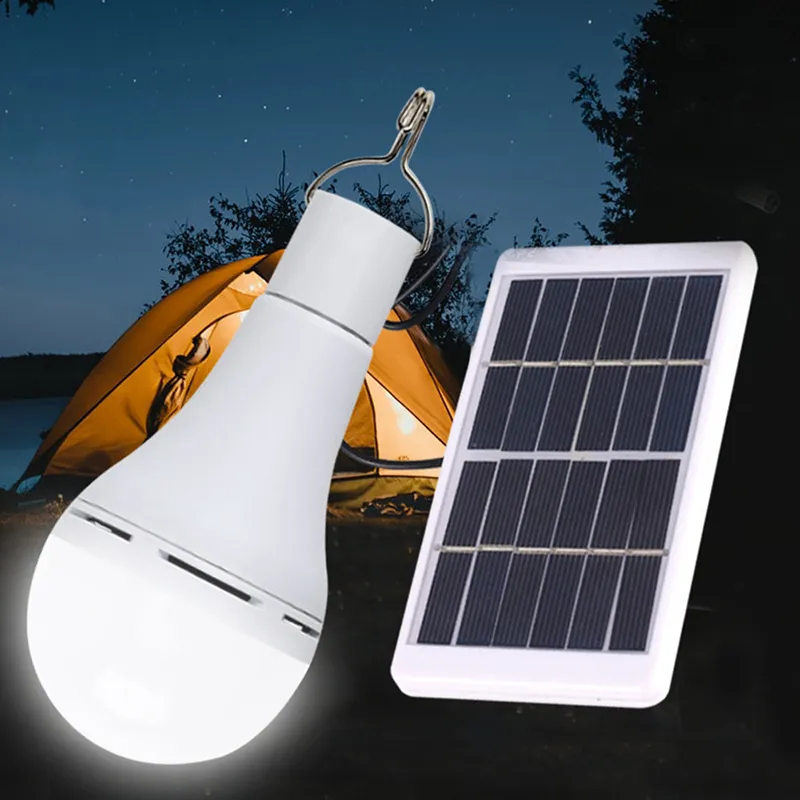 Panel solar Bombilla de luz LED Bombilla de lámpara LED portátil  Impermeable Interior/exterior Senderismo Pesca Tienda de campaña Lámpara de  emergencia(12W) : : Hogar y Cocina
