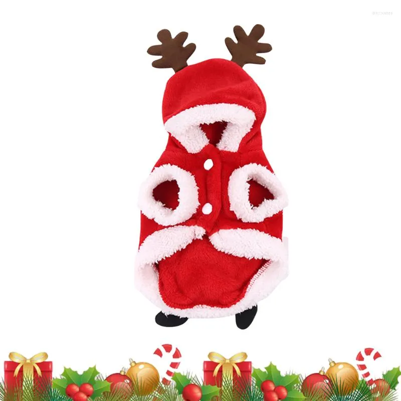 Vêtements de chien de Noël Vêtements pour animaux de compagnie Costume Chiot Vêtements chauds Flanelle Chat Manteau à capuchon d'hiver Tenue de fête Robe Animaux Pull Cadeau