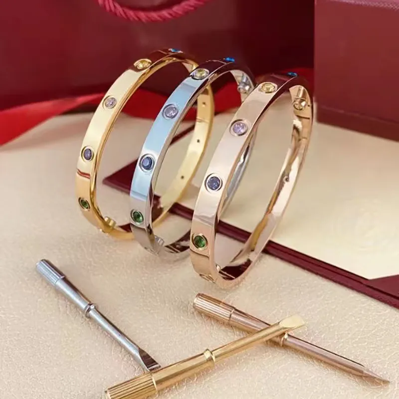 Bracelet screwdriver ladies bracelet gold love designer luxury bracelet rainbow diamond anti-perspiration anti-allergy never fade 14k gold bracelet silver bangle