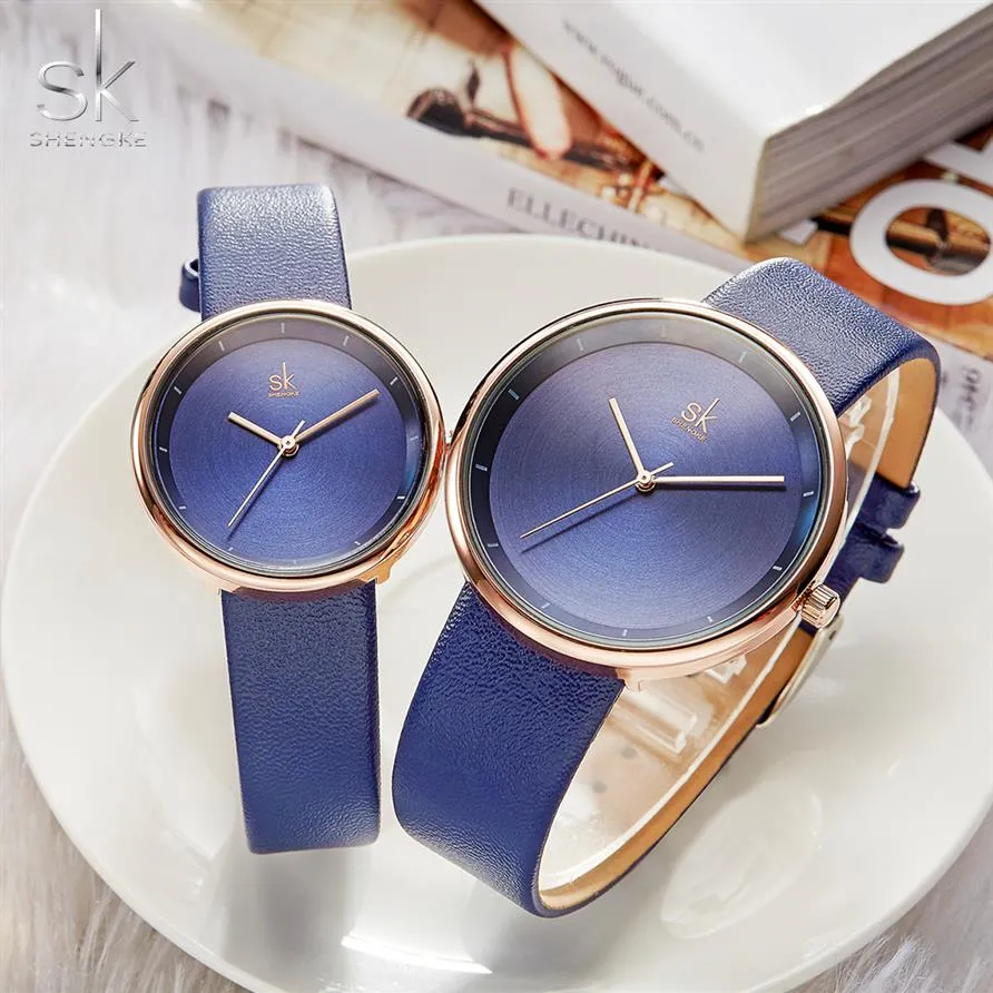 Shengke 2019 Brand Quartz Par Watch Set Leather Watches for Lovers Men and Women Watches Set Relojes Parejas2039