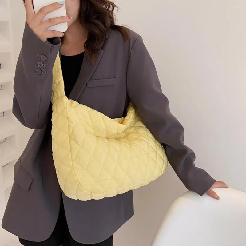 Evening Bags Warm Yellow Crossbody Space Cotton Pad Bag Ladies Girls Large Capacity Shoulder School Street Shopping Brand Design Hobo