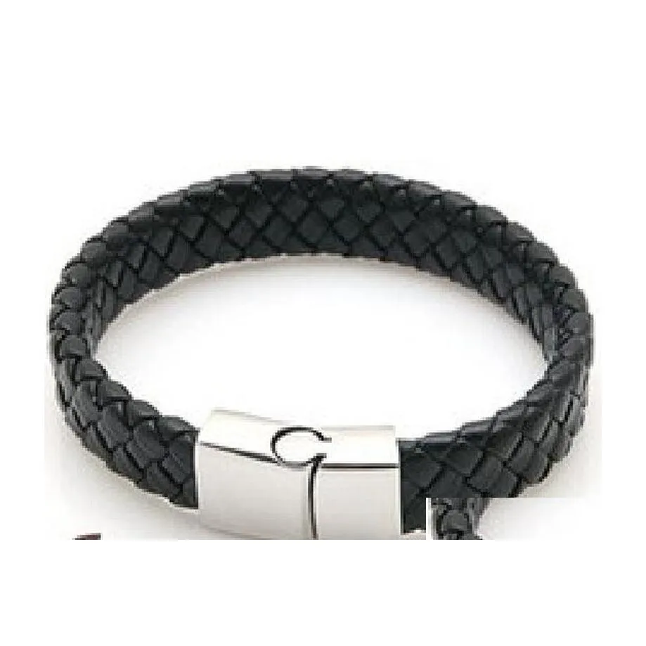 Altri braccialetti Braccialetti con chiusura in pelle intrecciata Catena di corda Polsino punk Bracciale magnetico Consegna a goccia Gioielli Dhtys