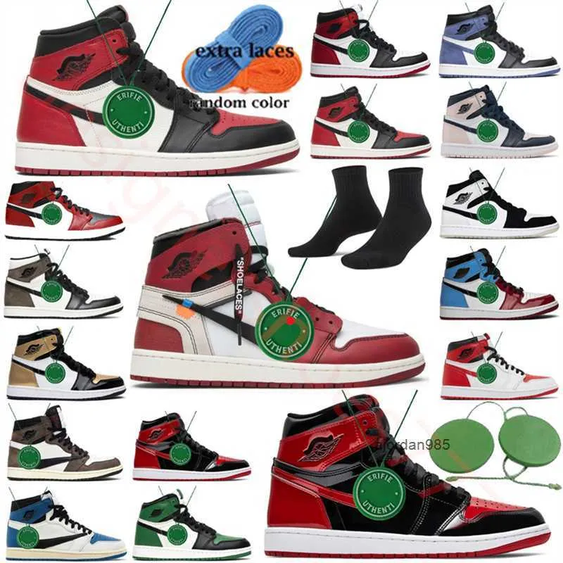 2023 Pine Green Og GS 1S Basketbol Ayakkabı Mens Chicago Kayıp Bulundu Jumpman High University Blue Siyah Beyaz Öğrenilmiş Patent Miras Tasarımcısı