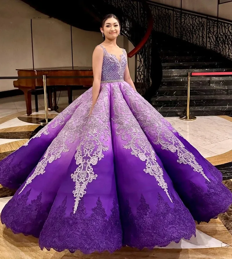 Luxurious Lilac Quinceanera Purple Gown For Debut With Illusion Jewel  Neckline, Sleeveless Lace Appliques, Sweet 16 Open Back, Customizable Plus  Size Party Prom Evening Gop 2021 Collection From Yes_mrs, $157.13 |  DHgate.Com