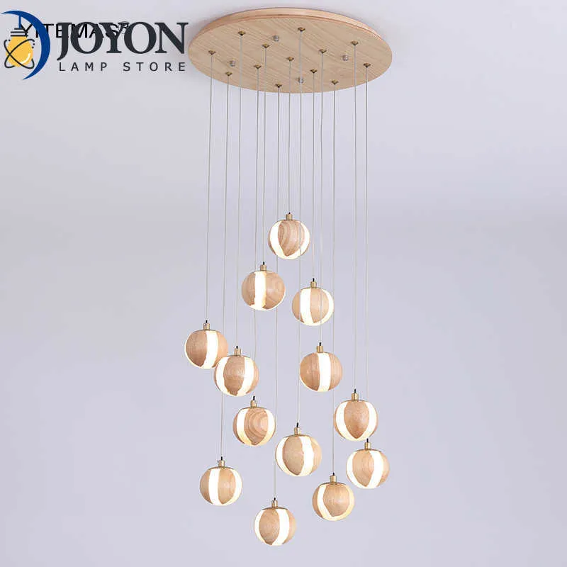 Lumières LED Éclairage Suspendu Boule De Bois Plafond Lustres Cuisine Salle À Manger Moderne Suspension Lustre pour Chambre Salon 0209