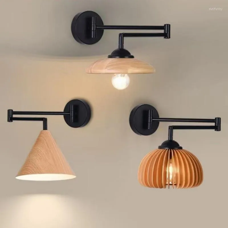 Wall Lamps Modern Crystal Antique Bathroom Lighting Finishes Black Fixtures Rustic Home Decor Wooden Pulley