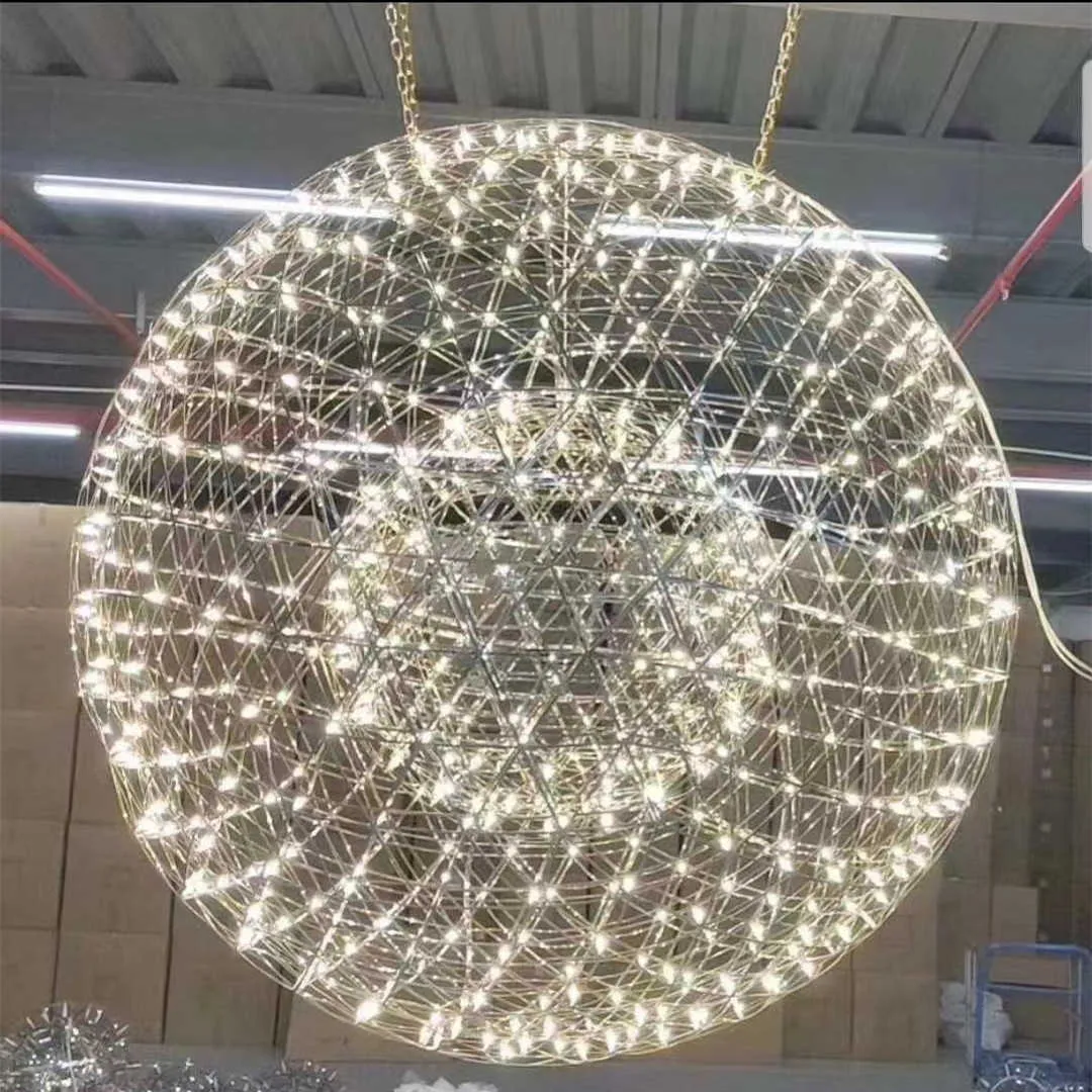 Lichten Moderne Designer Spark Ball Kroonluchter Zilver Goud roestvrijstalen plafondlampen Villa LED Decor Hanging Hanglamp 0209