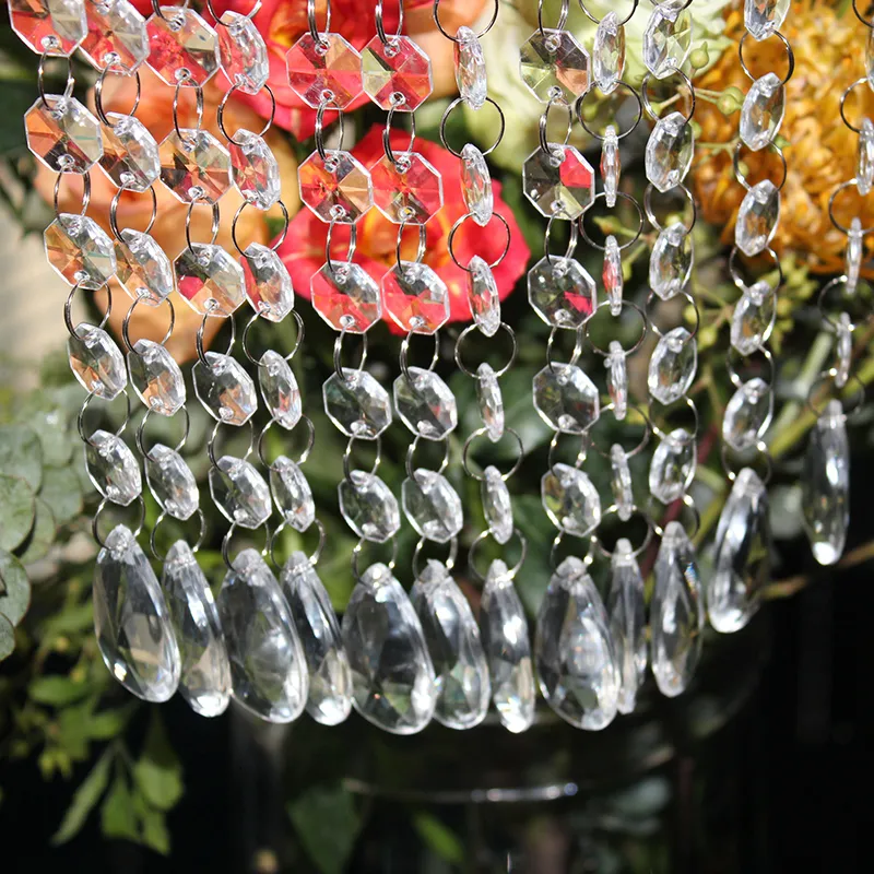 Other Festive Party Supplies 60 Strings of 17 5CM Acrylic Teardrop Crystal Pendant Transparent Garland Curtain Chandelier Wedding Decoration 230209