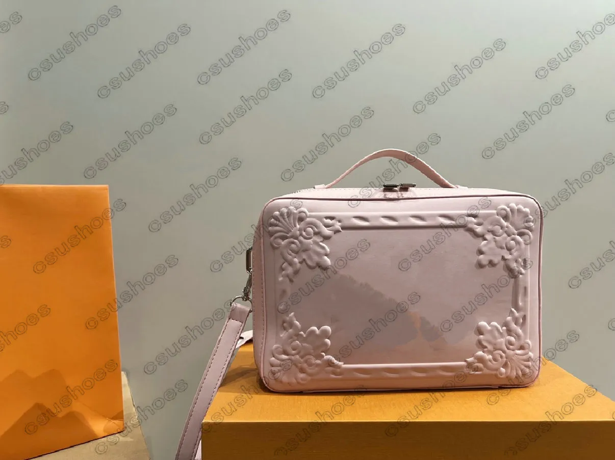 Bolsa quadrada de couro com relevo - elegante bolsa tiracolo para homens e mulheres