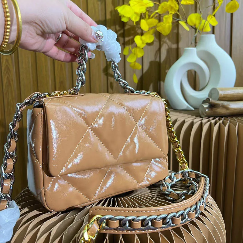 Mini Draagbare 19 Dames Klassieke Flap Schoudertas Lakleer Gewatteerde Hardware Luxe Ontwerpers Tas Trend Crossbody Birkins Handtas Kaarthouder Clutch Portemonnee