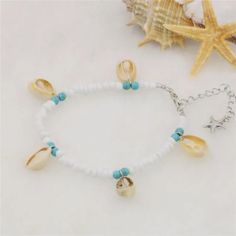 Strand Fashion Natural White Shell Beach Jewelry Party Gift Simple armband Anklet Onregelmatige accessoires voor vrouwen 7,5 inch M359