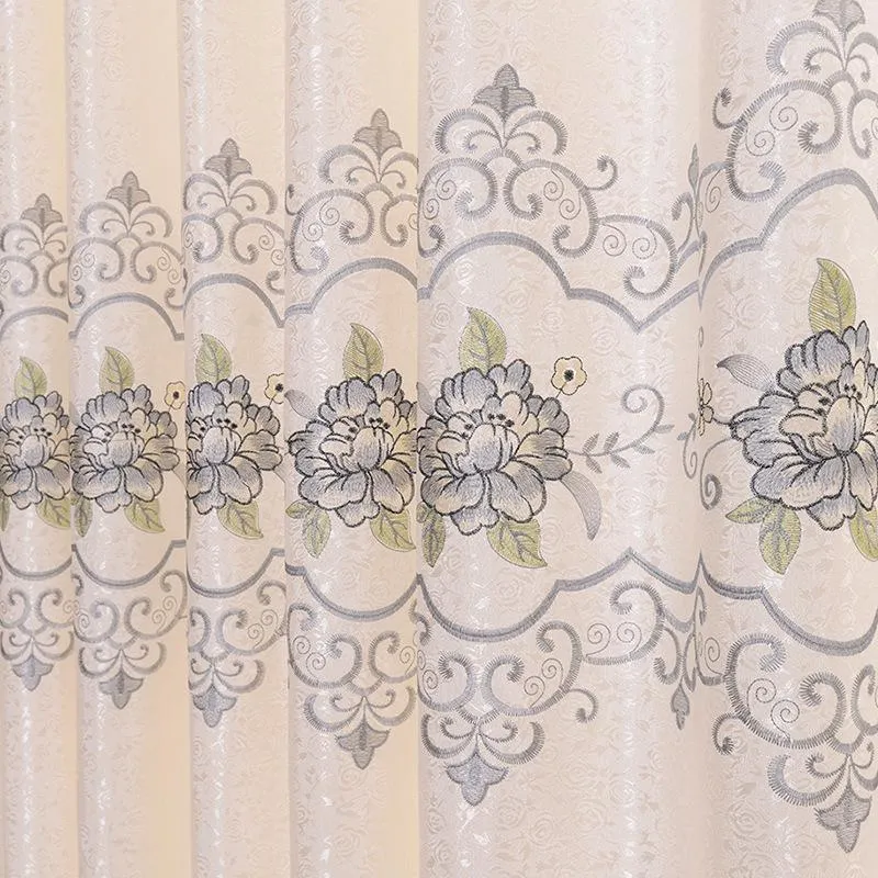 生きているダイニングルームのためのカーテンヨーロッパスタイルのカーテン寝室の豪華な刺繍された白い窓のためのカーテン