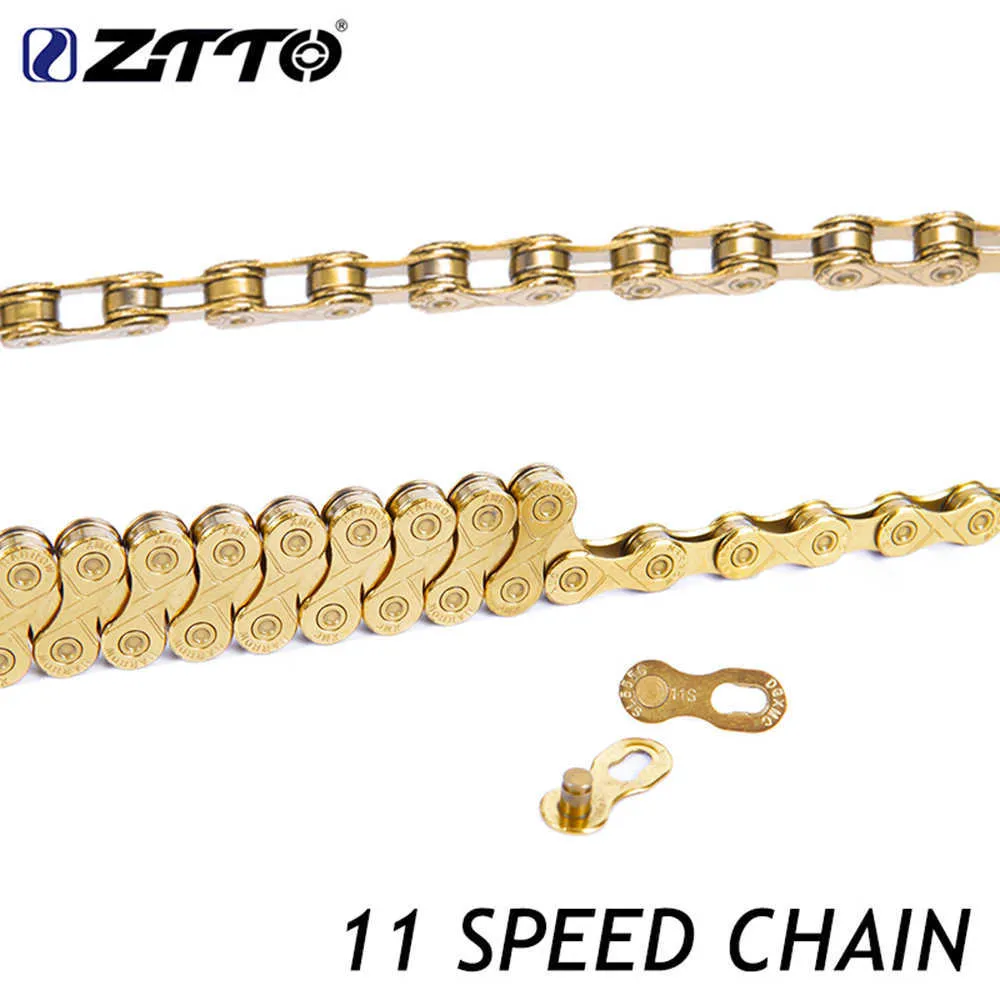 ZTTO 11 vitesses vélo chaîne vtt montagne route 11s 22s or doré 11 vitesses chaînes avec chaînon manquant pour pièces de vélo 0210