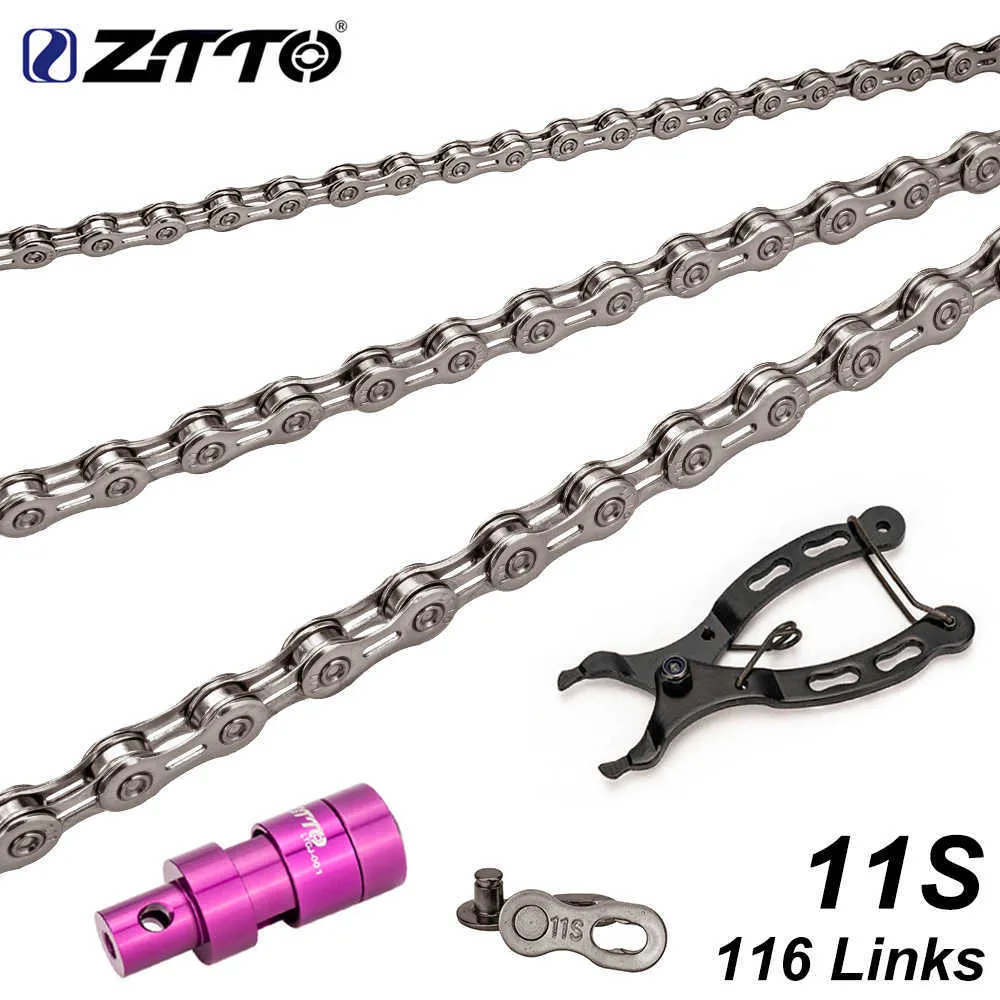 ZTTTO 11 Speed ​​Cykelkedja 116 Länkar 11S 22 S MTB 11SPEED MOUNTOR ROAD CYK Kedjor Cutter Install Tool Missing Link Connector 0210