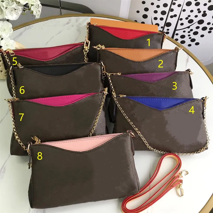 Wallets Coin Purses Clutch Bag Fashion Women Handbag Purse Brown Letter Print Chain Genuine Leather High Quality Cross body Should261v